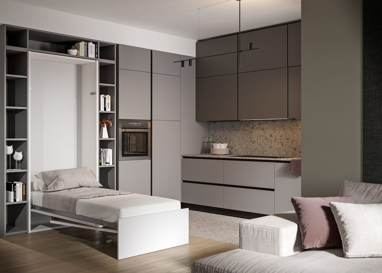 Nilo Hideaway Single Bed Nilo Hideaway Single Bed – foldaway bed and desk mechanism by Mirano by Varun Impex, Bed Size — 870 × 2000mm for modular furniture