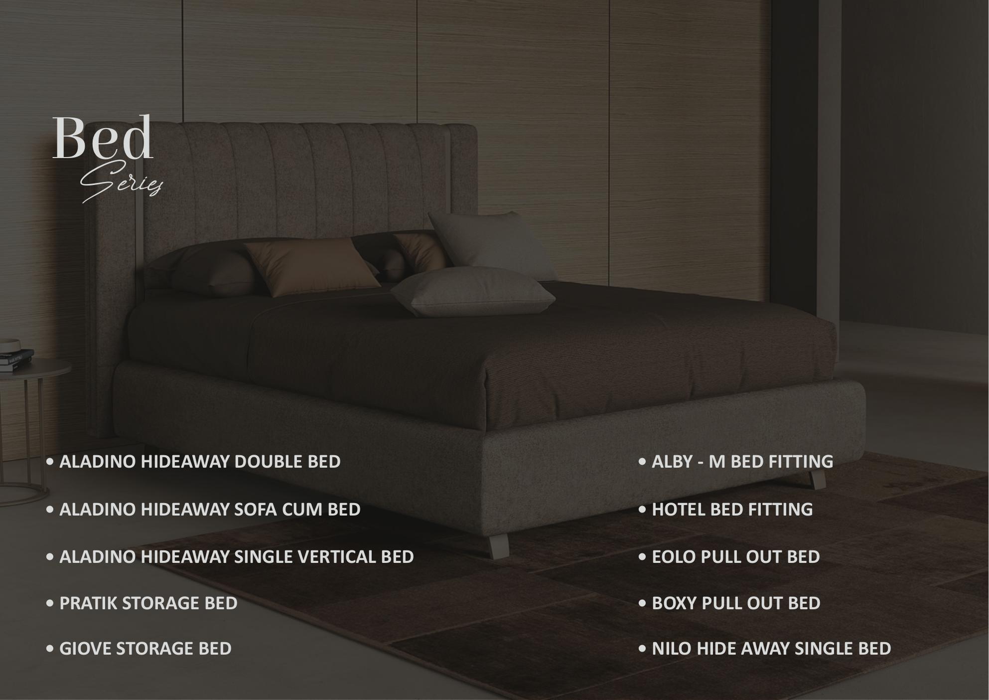Aladino Hideaway Double Bed – motorized wall bed mechanism by Mirano | Double Bed Size (Vertical) — 1620 × 2000mm
